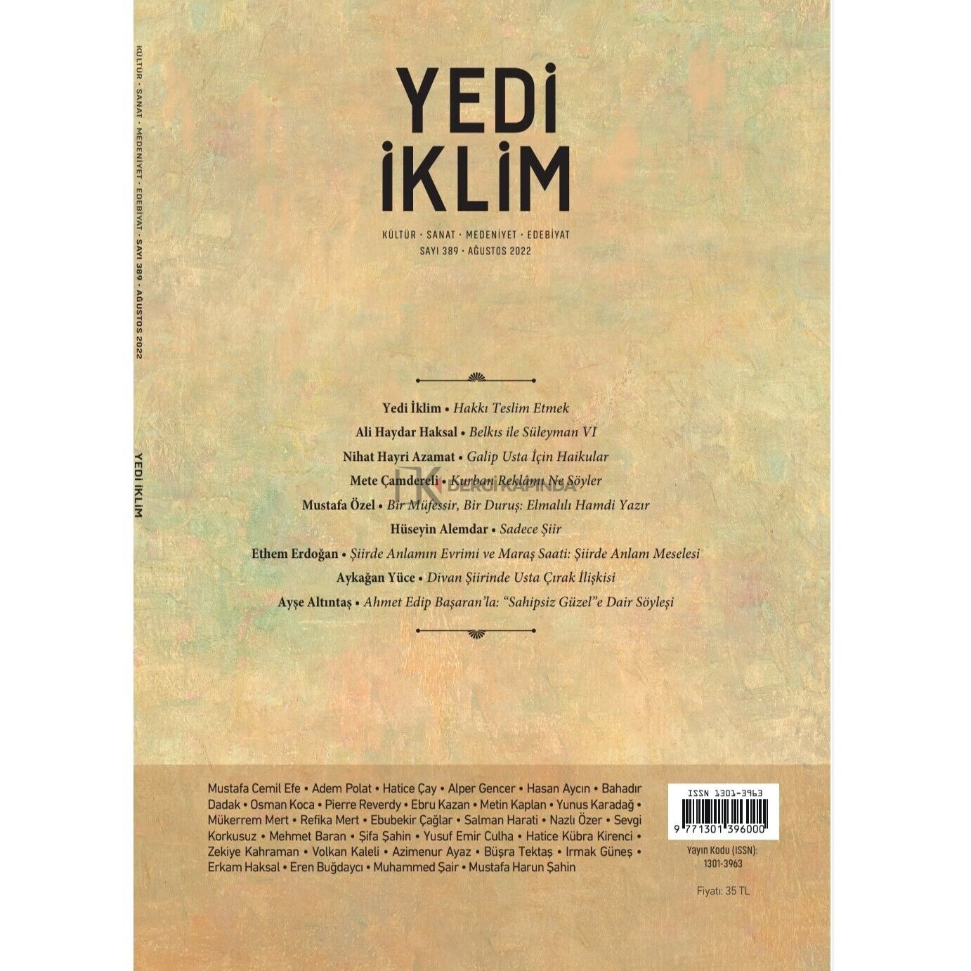 Yedi İklim 389.Sayı Ağustos 2022