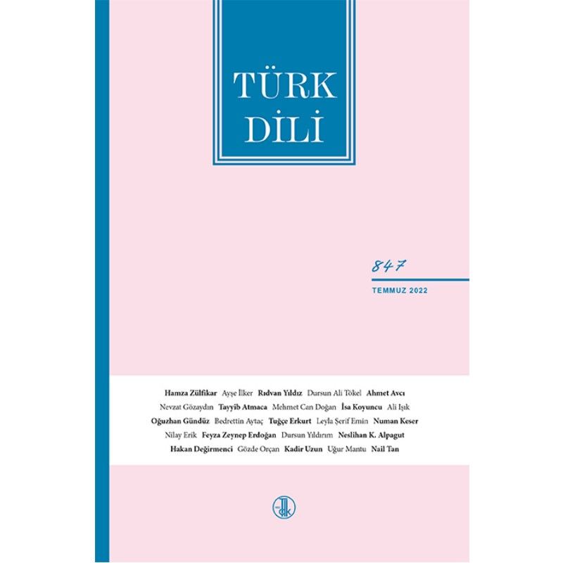 Türk Dili 847.Sayı Temmuz 2022