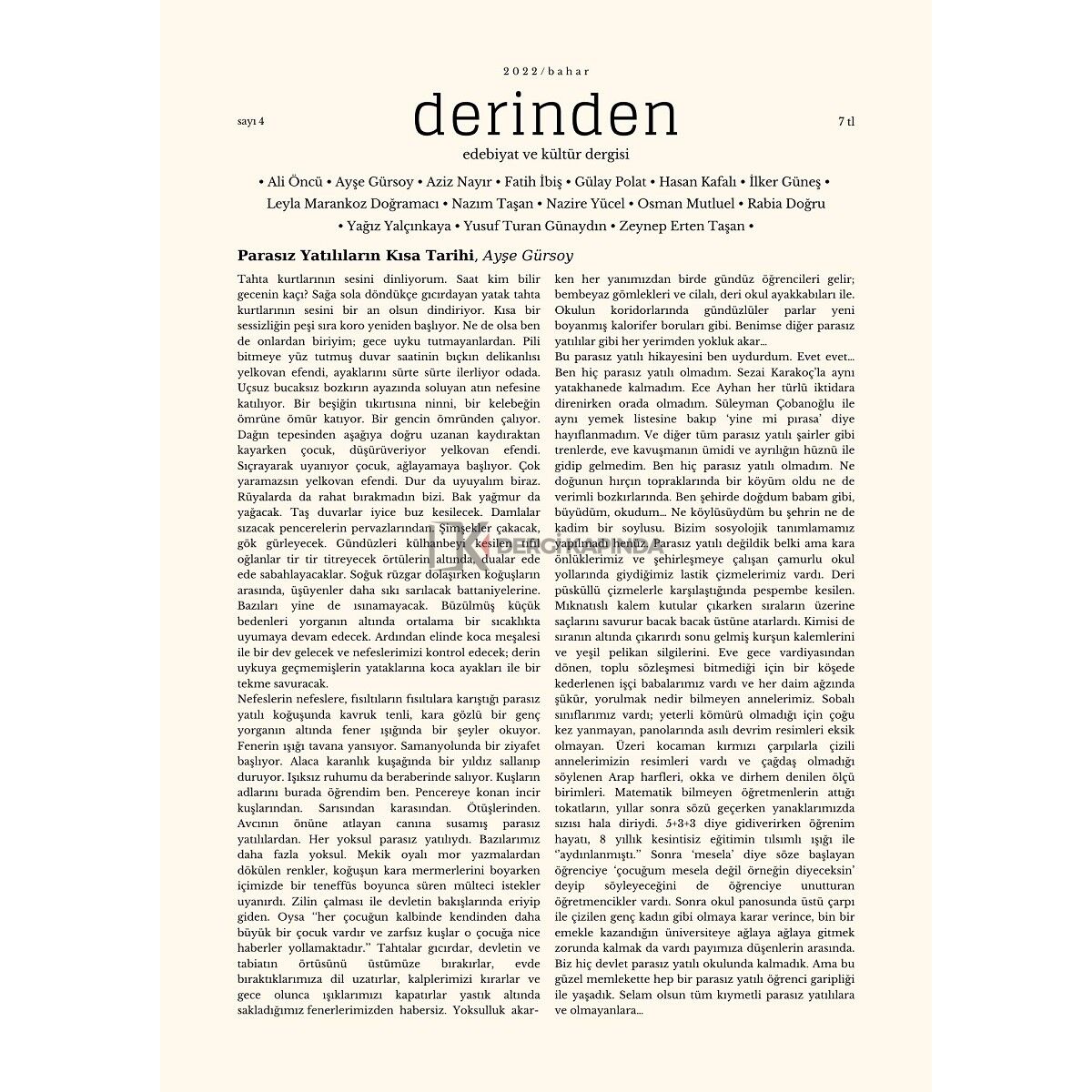 Derinden 4.Sayı Bahar 2022