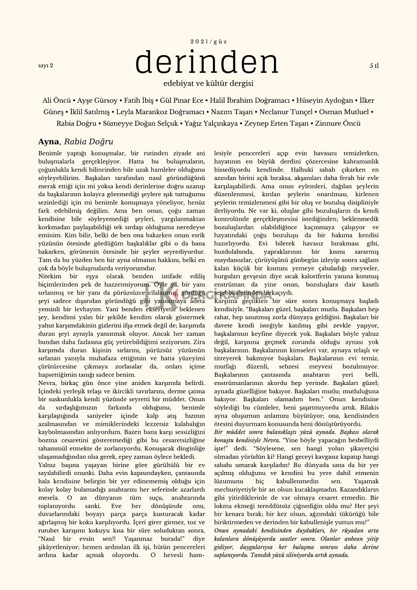 Derinden 2.Sayı Güz 2021