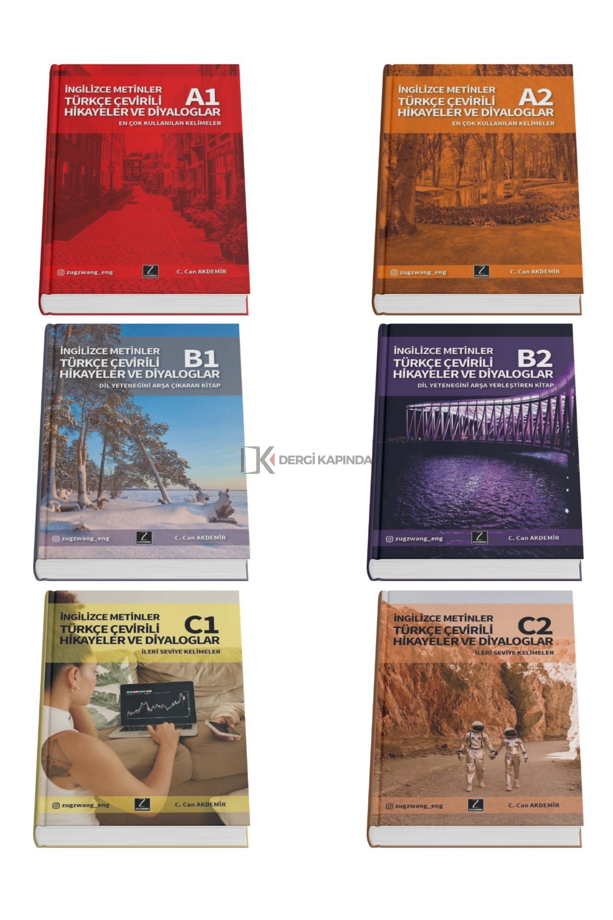 A1 + A2 + B1 + B2 + C1 + C2 İngilizce Okuma Kitapları 6'lı Set