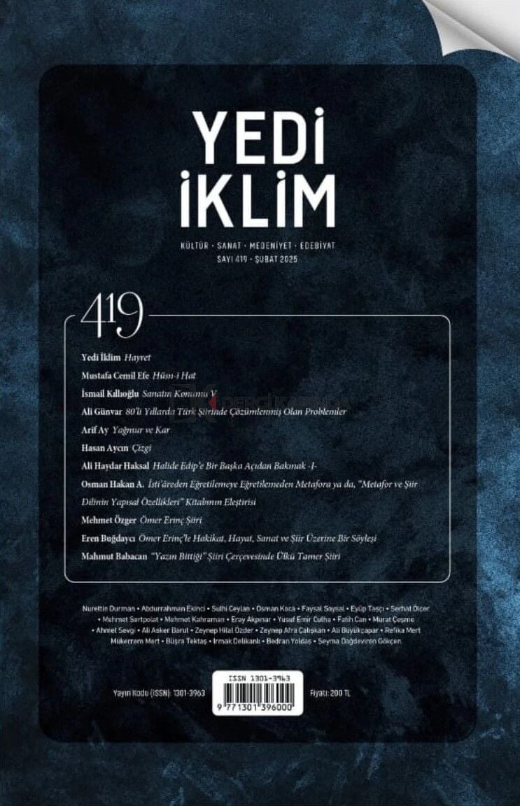 Yedi İklim Dergi 419.Sayı Şubat 2025