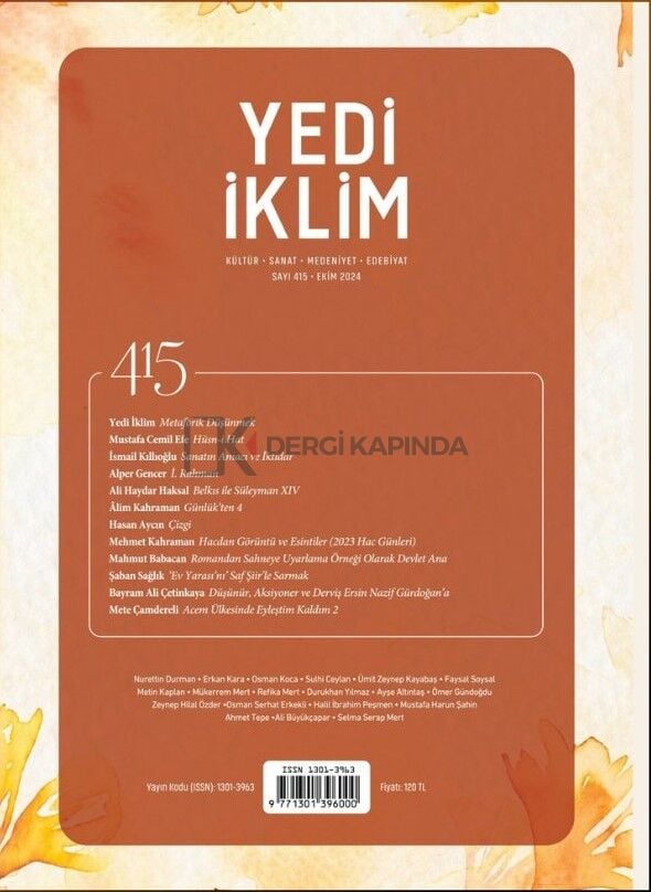 Yedi İklim Dergi 415.Sayı Ekim 2024