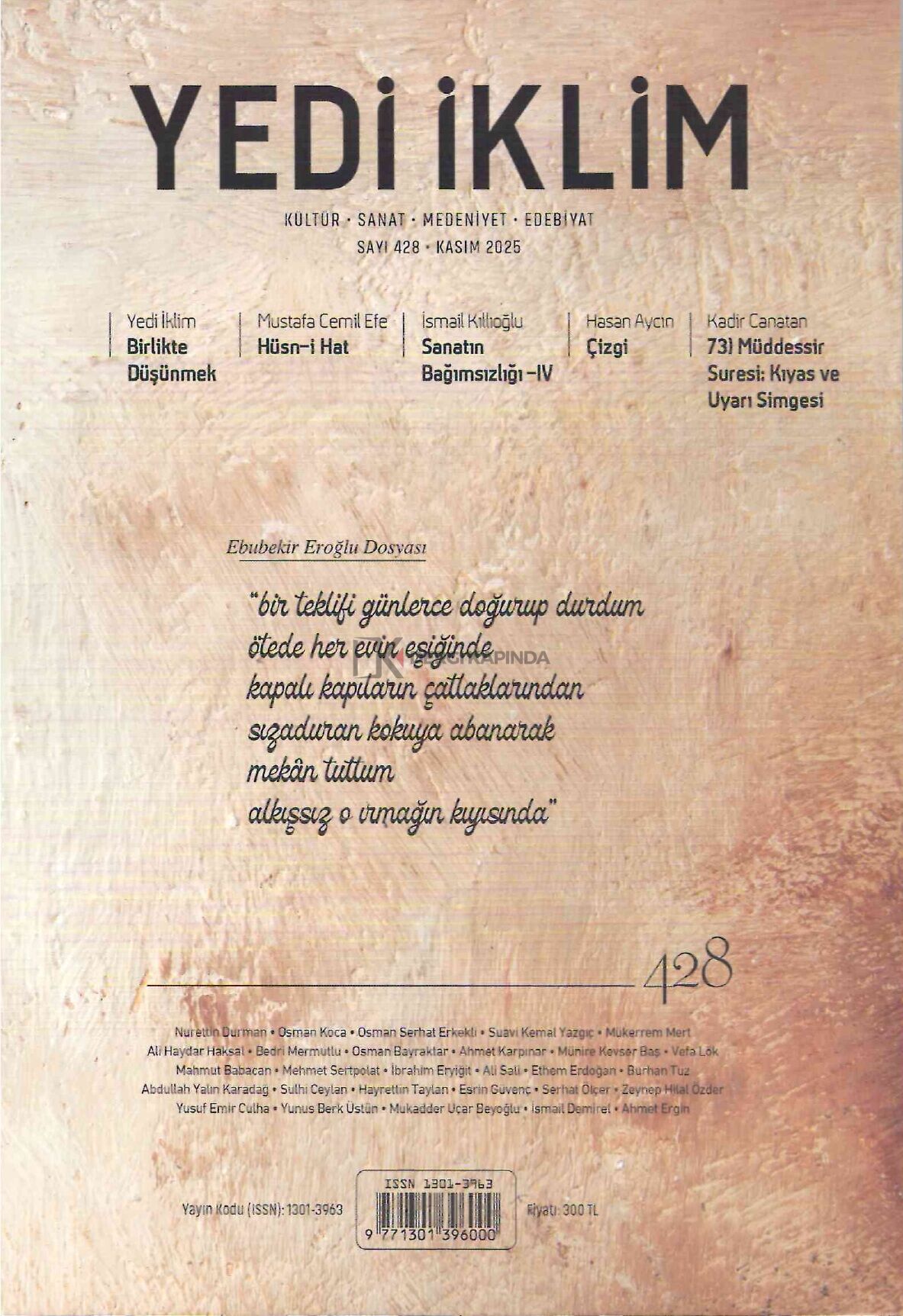 Yedi İklim Dergi 428.Sayı Kasım 2025