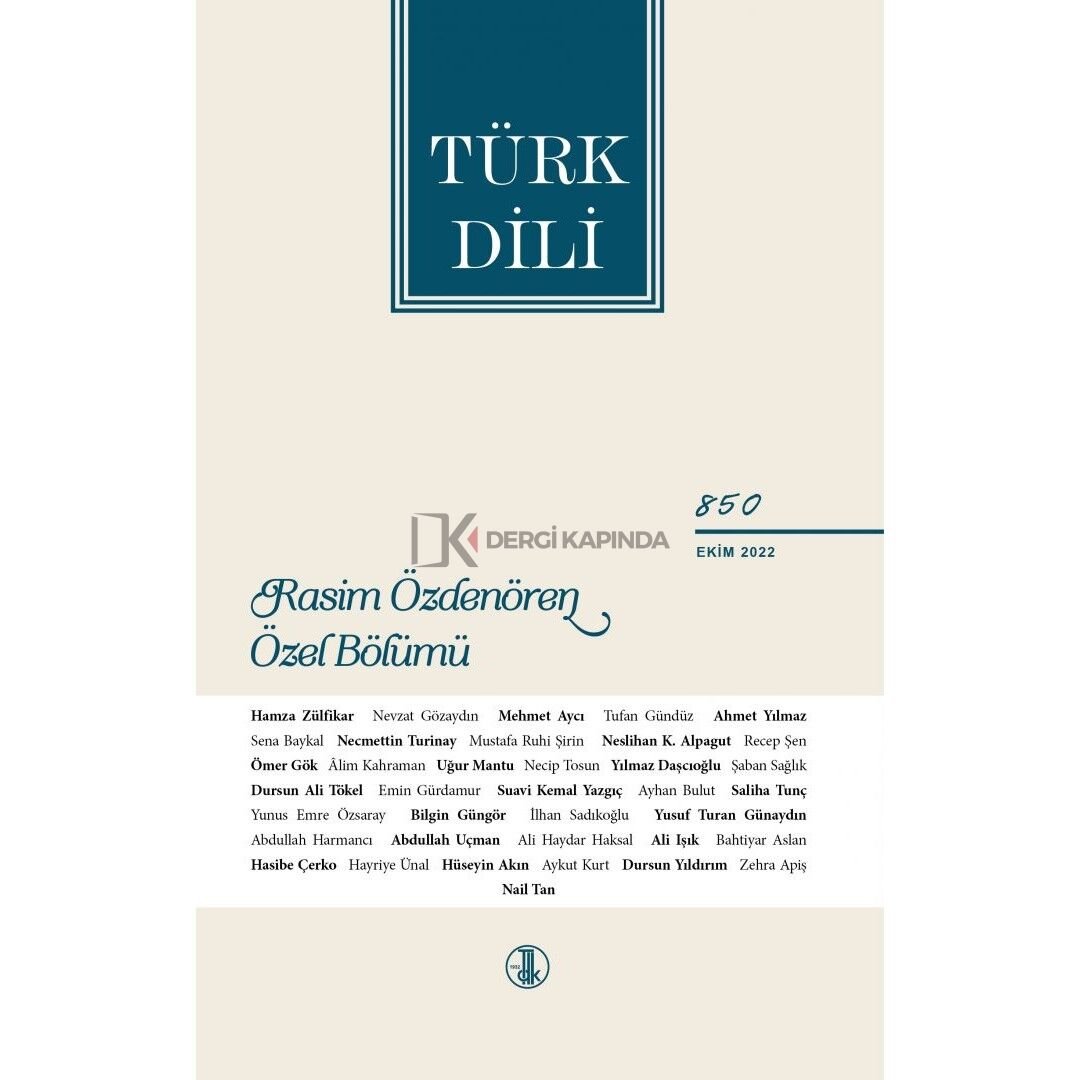 Türk Dili 850.Sayı Ekim 2022
