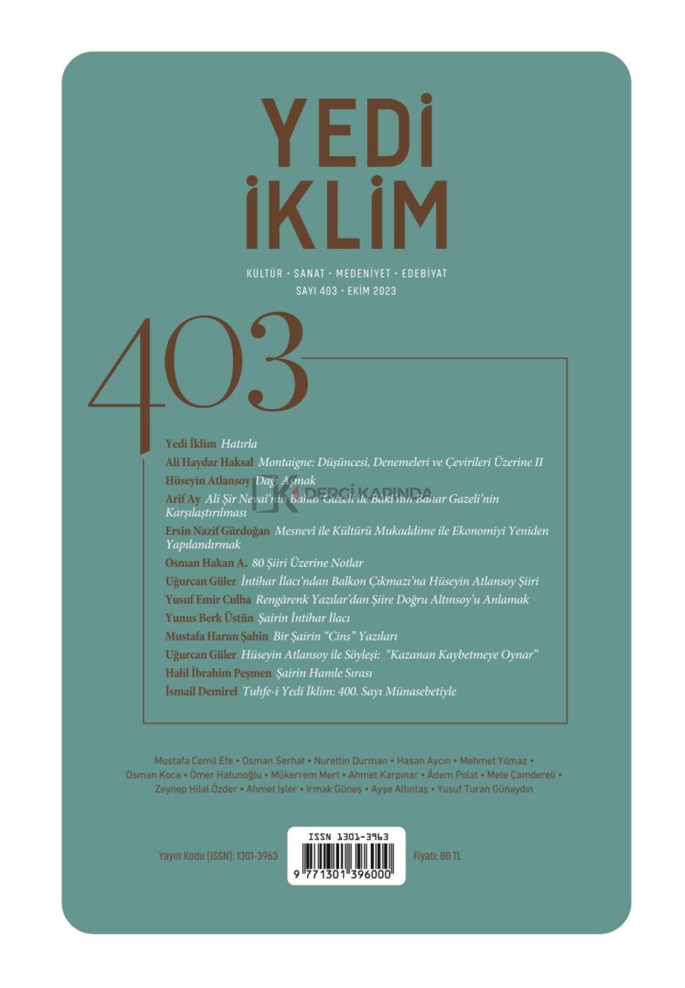 Yedi İklim 403.Sayı Ekim 2023